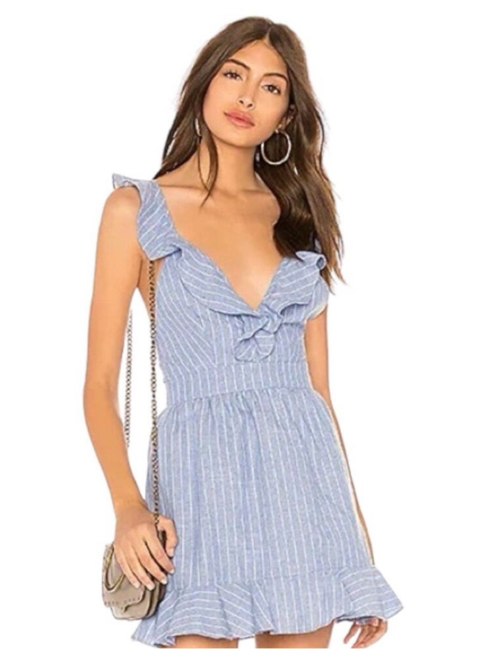 Cotton Candy LA Blue Striped Ruffle Romper